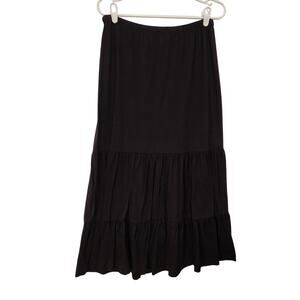 Susie Rose Elastic Waist Pull On Casual Tiered Black A-Line Maxi Skirt Size XL